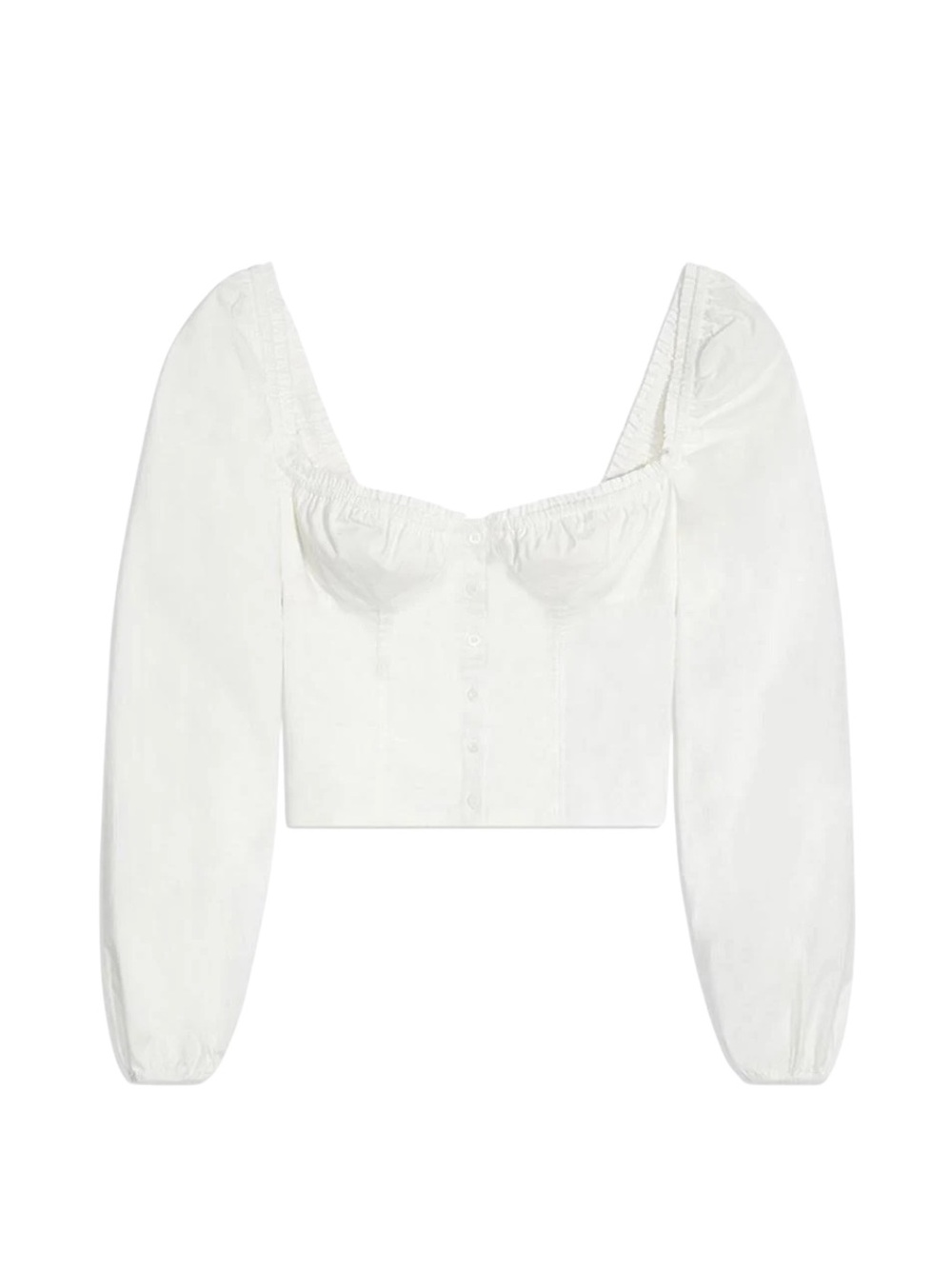 WeWoreWhat Revolve White Ruched Puff Sleeve Crop Top S